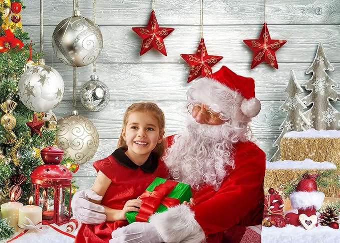 CYLYH 12x10ft Christmas Backdrop Christmas White Wood Floor Photography Backdrop Winter Snow Wooden Floor Xmas Background New Year Party Banner Decorop