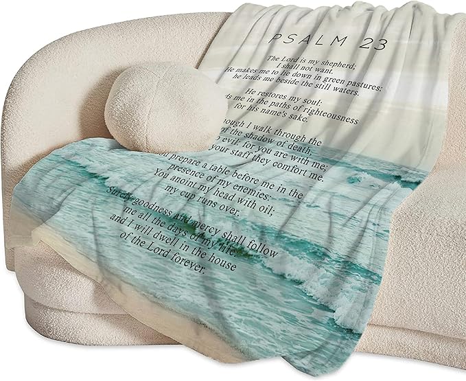 Christian Bible Psalm 23 Throw Blanket - Religious Verse Gifts and Decor for Girls, Women, Men, Kids, Adults - Soft Warm Cozy Fleece for Couch, Sofa, Bed 80"x60"