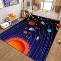 Cartoon Space Solar System Planet Area Rug,3x5ft,Outer Space Themed Rugs, Non-Slip Washable, Easy Care Rug, Suitable for Kids Playroom, Boys and Girls Room Decor