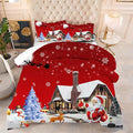 kxry Merry Christmas Bedding Set Santa Claus Deer Christmas Tree Snowman Comforter Quilt Queen Size for Girls Boys Kids 1 Comforter + 2 Pillow Cases