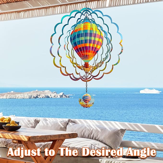 J-Fly Hanging Decor Outdoor,Outdoor Garden Decor,Wind Spinners Outdoor Colorful Hot Air Balloon Hanging Decor,Ornaments Kinetic Yard Art, for Women,Family,Friends