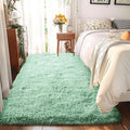 Sage Rug - 2x6' Runner Non-Slip Height Pile 1.4" Plush Rug Rubber Back - Throw Carpets for Bedroom - Sage Green