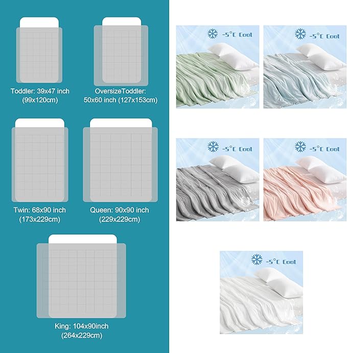NTBAY Cooling Blanket Queen, 90x90 Inches - Lightweight Summer Bed Blanket for Hot Sleepers, Japanese Double-Sided Q-Max 0.45 Cooling Fabric, Light Grey