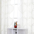VISIONTEX Sheer Curtains 63 Inch Length 2 Panels Set Beige Moroccan Embroidery Texture Geometric Rod Pocket Ivory White Voile Tulle Semi Window Treatment Pair for Bedroom Living Room 54 x 63 Inches
