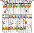 Alphabet Train Kids Curtain Animals Alphabet Children Teens Early Learning Printed Rod Pocket Blackout Window Treatments for Classroom Bedroom Nursery Playroom 55" W X 63" L