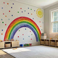 Watercolor Rainbow, Sun, Polka Dots Wall Decal for Kids Room, Nursery, Baby Room Decor, Polka Dots Mural, Rainbow Wallpaper (Vibrant Rainbow, XXLarge)