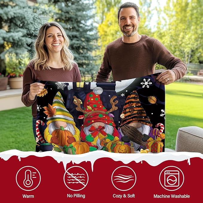 Christmas Blanket, Christmas Throw Blanket for Sofa Couch Room Bed, Xmas Gifts for Women Men Daughter Son Kids, Gifts for Thanksgiving, Pumpkin Gift, 60"x80"