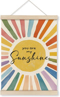 HRQKO You Are My Sunshine Wall Decor Poster Hanger Frame, Nursery Wall Art, Sunshine Playroom Wall Art with Wooden Frames, Boho Sunshine Wall Hanging Banner Decor for Toddler Kids Room, 12x16 Inch