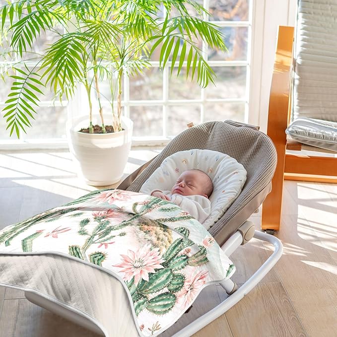 Cactus Baby Blanket for Girls Boys Soft Warm Reversible Infant, Newborn, Toddler Receiving Blanket Unisex Travel Throw Blanket for Crib Stroller Nursery, 30"x40"