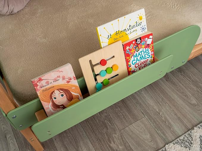 BUSY WOOD Montessori Floor Bed with Rails - Kids Twin Bunk Bed with Storage - Gym Complex for Kids - Jungle Gym Bedframe (BunkBed+Table+2 Drawers (Half-Depth))