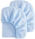NTBAY 2 Pack Muslin Cotton Mini Crib Sheets, Soft and Breathable Double Layer 24x38 Baby Crib Sheets for Mini Crib and Toddler Mattresses, Boys, Girls, Unisex, Aqua, 24x38 Inches