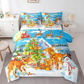 Christmas Decorations Bed in a Bag Xmas Deer Pine Tree Bed Set for Kids Boys Girls Merry Christmas Comforter Set with Sheets Winter Festival Present Bedding Set Bedding King Size