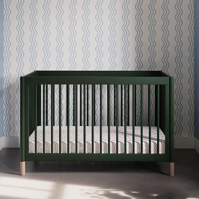 Babyletto Gelato 4-in-1 Baby Crib Convertible to Wooden Toddler Bed, Daybed & Full-Size Bed, GREENGUARD Gold Certified - Made of 100% Solid Wood, Includes Toddler Conversion Kit - Forest Green