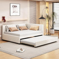 Harper & Bright Designs Full Size Upholstered Daybed with Trundle Sofa Bed Frame for Boys Girls Kids Adults Toddler No Box Spring Needed, Linen Fabric(Beige)