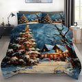 Christmas Comforter Set Twin: Winter Scenery Christmas Tree Bedding for Kids Girls Bedroom Festival Quilt 1 Comforter & 1 Pillowcase