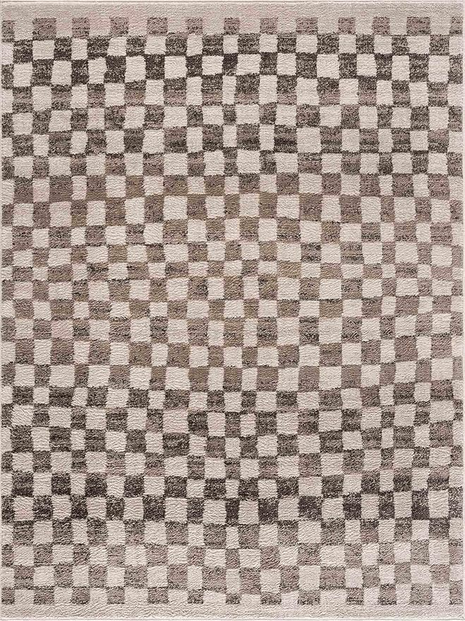 Hauteloom Benjy Living Room, Bedroom Area Rug - Contemporary - Cream, Charcoal - 4' x 6'