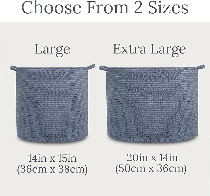 Natemia Large Woven Storage Basket (15" x 15" x 14") - Baby & Toy Organizer, Blanket Basket, Perfect Baby Registry Gift