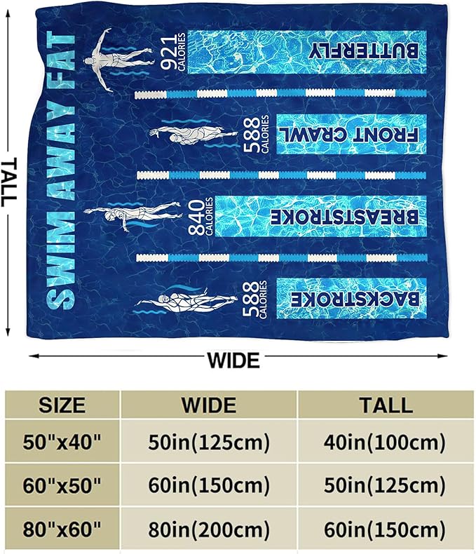 Swimming Blanket Swim Gifts for Girls/Swimmer Sport Throw Blankets Soft Blanket Warm Fleece Flannel Plush Blankets for Bed Sofa Couch 60"x80"