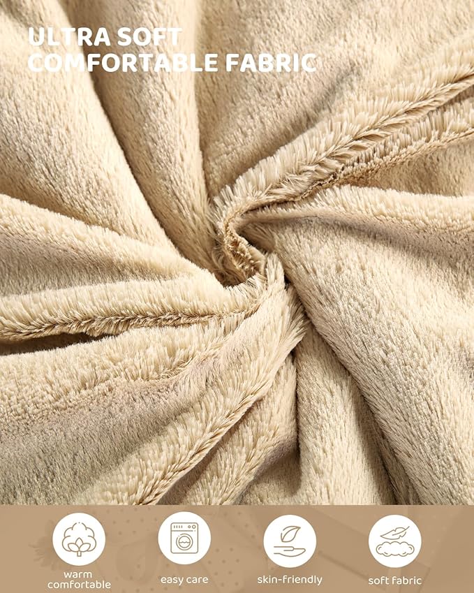 Heated Blanket Electric Blanket Queen Size, Faux Fur Heat Blanket, Super Soft Cozy Heating Blanket with 9 Heating Levels & 1-9 Hours Auto Off, Fast Heating & Overheat Protection, 84" x 90", Beige