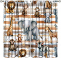 Kids Animal Curtains Elephants Giraffes Monkeys Lions Zebras Window Treatment for Kids Boys Girls Nursery Baby Bedroom Playroom Home Decor Window Drapes 42" W X 63" L