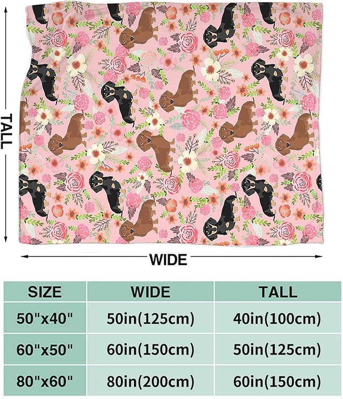 Tijuboni Dachshund Throw Blanket Dog Gifts for Girls Boys Women Men Kids Adults Soft Flannel Fleece Blanket for Couch Sofa Bed Home Decor 40"x50"