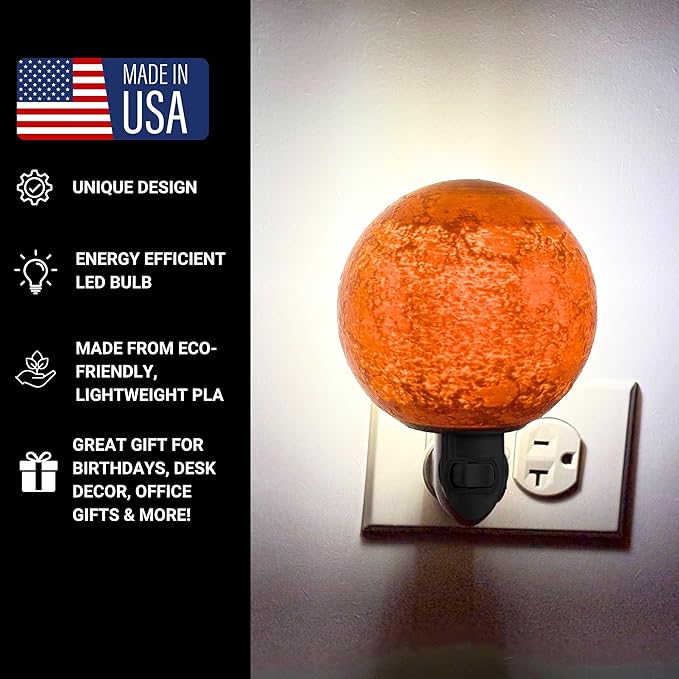 Moon Night Lights | Night Lamp LED Light | 3D Solar System NightLight, Planet Home Décor, Space Nursery, Kids Room, Space Gift, Birthday Gifts, Bedroom Decorations (Mercury, 5 Inch)