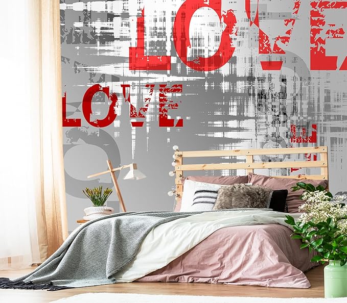 XMPMBM-Graffiti Art backsplash Large Decorative Wallpaper Colorful Alphabet Bedroom Bathroom Wall Mural- W 132" X H 92"（93 Square Foot）