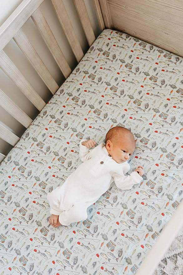 Copper Pearl Premium Knit Baby Crib Sheets for Standard Mattresses, Breathable and Soft, Trout