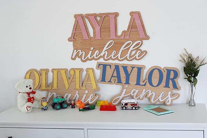 Large Wood Nursery Sign | Nursery name sign for Kids | Custom Wood Name Sign | 3D Wood Baby Name Sign (Green)