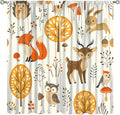 Kids Forest Animal Curtains,Baby Bedroom Window Treatments, Cartoon Watercolor Forest Animal Lion Boys Girls Children Bedroom Drapes 55x63in