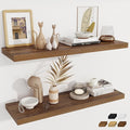 Fun Memories 12 Deep Floating Shelves, 40W x 12D Floating Shelves for Wall Set of 2, Extra Deeper Hanging Wood Shelves for Wall for Living Room Kitchen Laundry Room Kitchen Home Office - Walnut