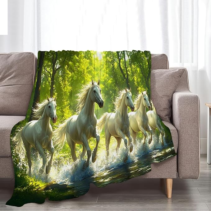 Tijuboni Horses Throw Blanket Horse Gifts for Girls Boys Women Men Kids Adults Soft Flannel Fleece Blanket for Couch Sofa Bed Home Decor 60"x80"