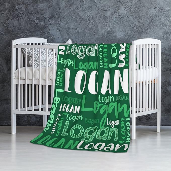 Dr.TOUGH Personalized Blankets with Name Customized Baby Blankets for Girls Boys Adults Monogrammed Blankets and Throws Christmas Birthday Mothers Fathers Valentines Day Gift (Green,30''×40'')