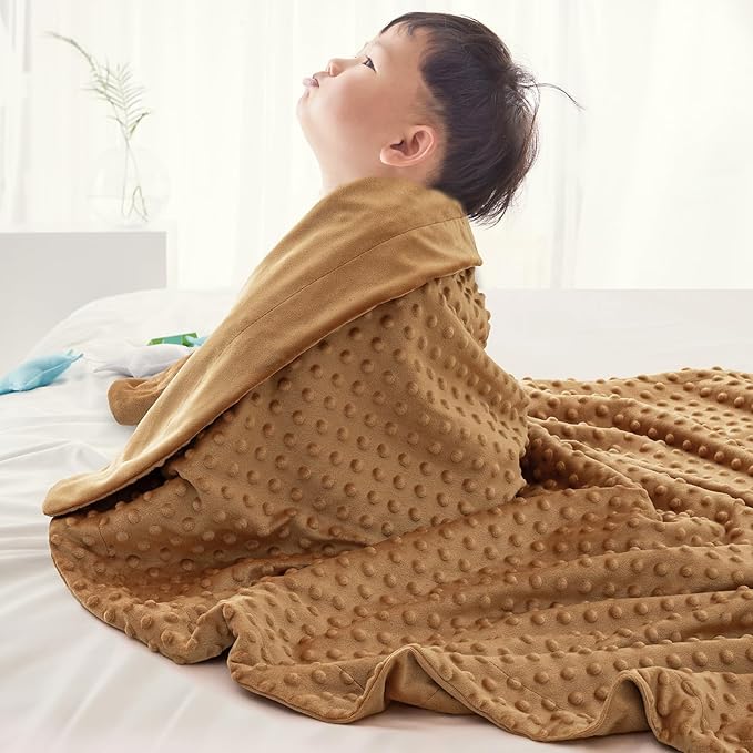 david's kids Micro Fleece Minky Baby Blanket for Boys Girls Neutral with Double Layer and Soothing Raised Dots, 40x50 Inches Breathable and Soft Lightweight Receiving Blanket for Newborns, Biscuit