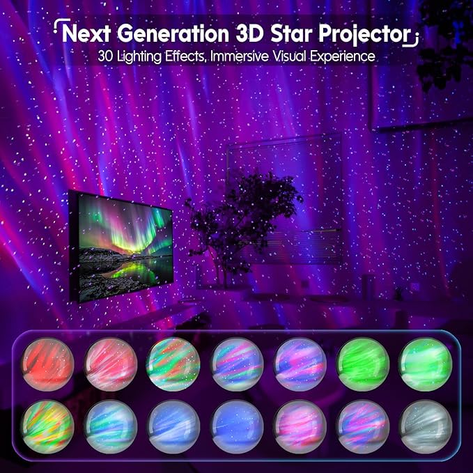 Rossetta Star Projector, Galaxy Light Projector White Noise Bluetooth Speaker with Remote Control, Aurora Projector Starry Night Light Projector for Kids Adults, Home Theater, Ceiling, Home Decor