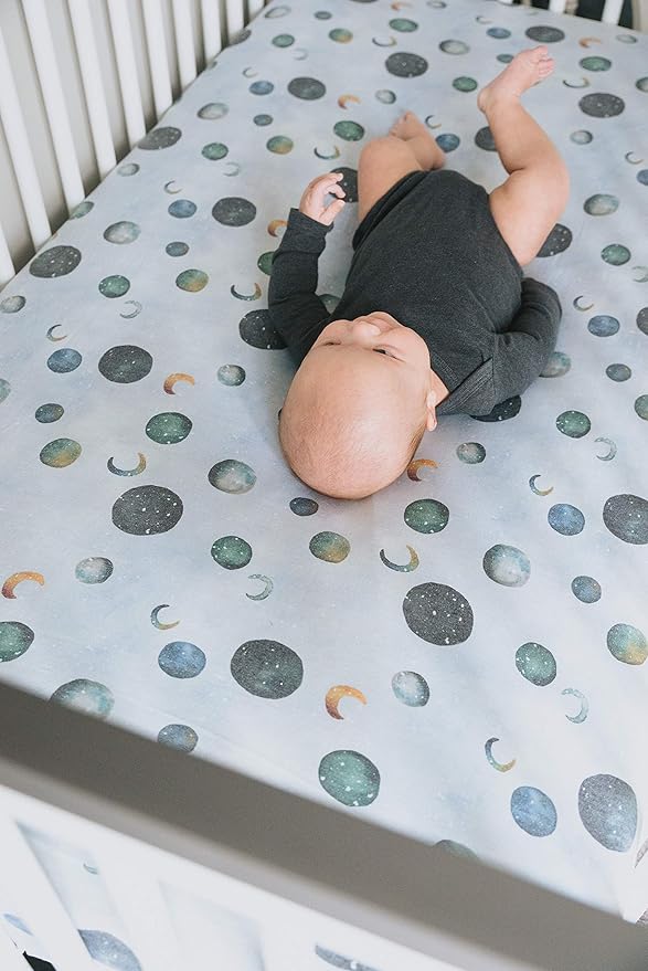 Premium Fitted Knit Crib Sheet/Toddler Sheet Lunar by Copper Pearl