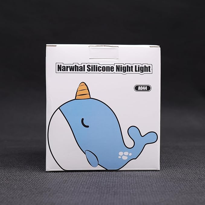 Ammonite Pink Narwhal Night Light, Soft Silicone Whale Nursery Lamp with 3 Dimming Levels and 30-Minute Timer, Touch Control Nightlight for Bedroom Decor, Christmas Birthday Gift
