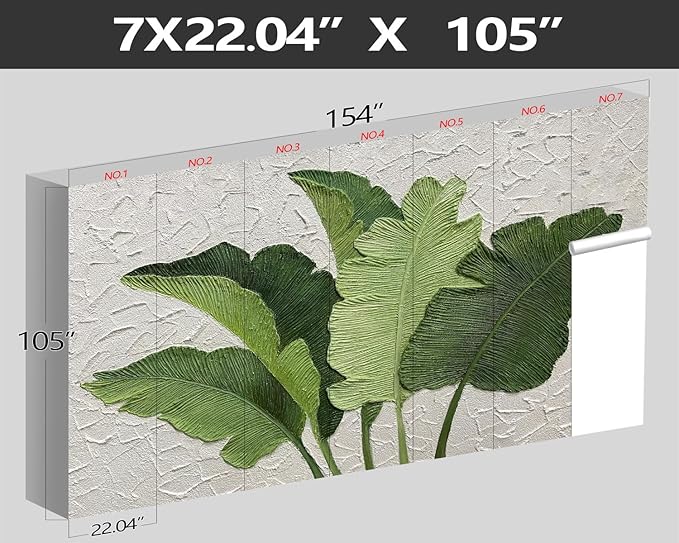 XMPMBM-Hand-Painted Banana Leaf Art Fabric Wallpaper Graffiti Green Leaf Living Room Bedroom Bathroom Wall Mural-W 154" X H 105"（112 Square Foot）