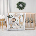The Peanutshell 4 Piece Organic Cotton Baby Crib Bedding Set for Boys & Girls - Newborn, Infant & Toddler Nursery Bed Set Decor with Two Crib Sheets, Dust Ruffle Comforter - Safari Serenity