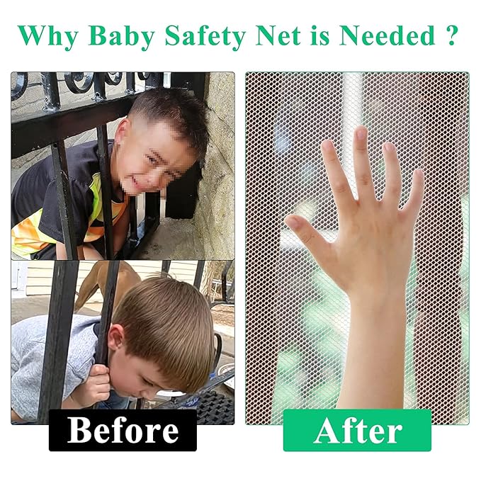 Child Safety Net, Durable Banister Guard for Baby Safety Stairs Railing Balcony Cribs, Banister Stair Mesh Baby Proofing, Easy to Install Stair Netting for Kids, Pets, Toys - (10ft Lx3ft H) White