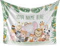 Personalized Baby Blankets with Name | Custom Animal Newborn Blanket for Baby Girl and Baby Boy | Unisex Warm Soft Sherpa Swaddle Blanket Minky | (Group Animals, Sherpa 50"x60")