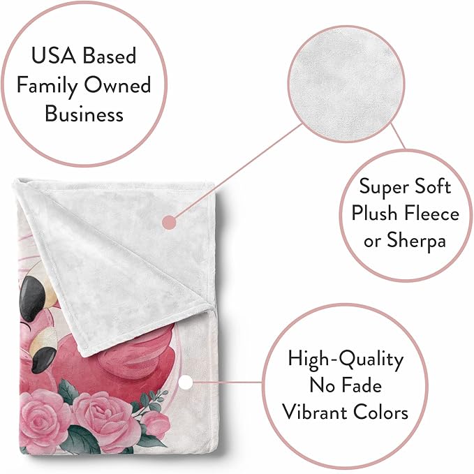 Personalized Baby Blankets with Name | Custom Flamingo Blanket for Baby Girls and Baby Boys | Unisex Warm Soft Fleece Swaddle Blanket Minky | (Flamingo, Fleece 30"x40")
