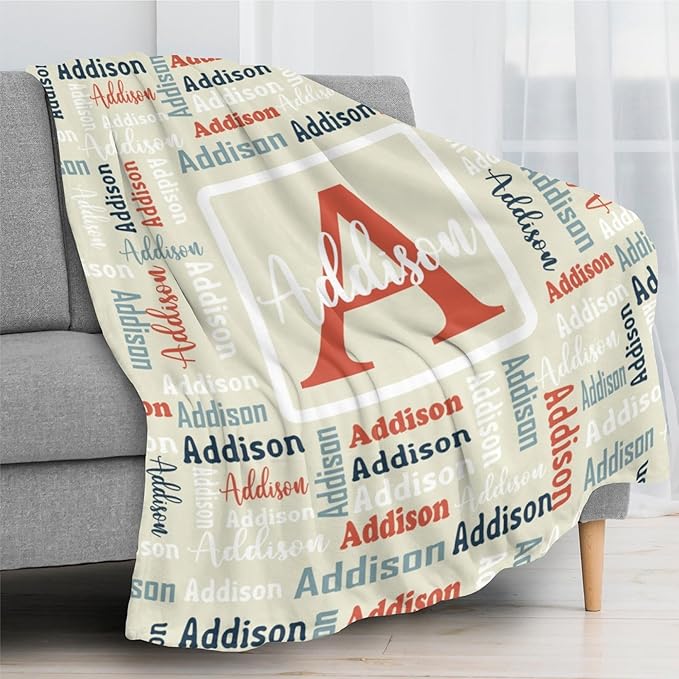 Dr.TOUGH Name Blanket Personalized Blanket for Adult Kids Flannel Customized Personalized Blankets and Throws