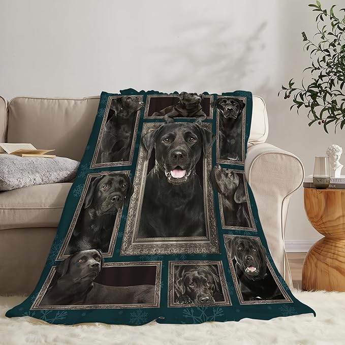 Labrador Retriever Dog Blanket - Cute Throw for Girls, Women, Kids, Adults - Soft Warm Cozy Fleece for Couch, Sofa, Bed - 60"x50" - Gifts and Decor