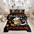 Pizza Candy Dessert Comforter Set with 2 Pillowcases,Cartoon Animal Theme Super Soft Microfiber Bedding Set for Adults Teens,Cute Opossum Duvet Set for Room Decor,King