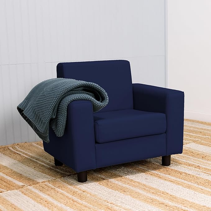 Factory Direct Partners SoftScape Inspired Playtime Classic Reading Chair, Children's Commercial-Grade Upholstered Furniture for Home, Daycare, Preschool, Library; Comfy Modern Design - Navy, 14472-NV
