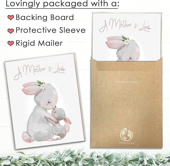 DREAM BIG PRINTABLES Mother and Child Bunny Wall Art Print - Unframed - 8x10 | Nursery Decor | Bedroom Decor | Room Decor Aesthetic | Bedroom Wall decor