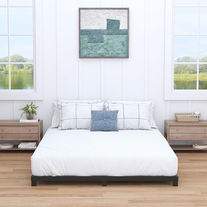 4 Inch Bed Frame Full Low Profile, Full Size Metal Bed Frame No Box Spring Needed, Heavy Duty Metal, Easy Assembly, Black