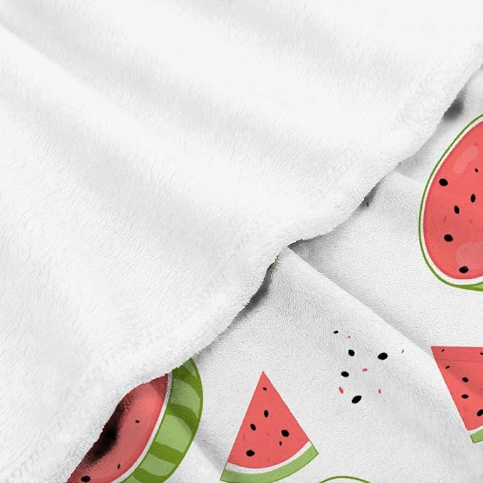 Thuswarm Watercolor Watermelon Fruit Print Flannel Throw Blanket Warm Cozy Soft Funny Print Blankets for Bed Couch Sofa Room Decoration Gifts 50”×40” Small for Kid