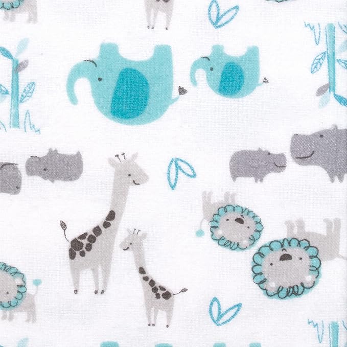 Gerber Boys Newborn Infant Baby Toddler Nursery 100% Cotton Flannel Receiving Swaddle Blanket, Safari White, Pack of 5